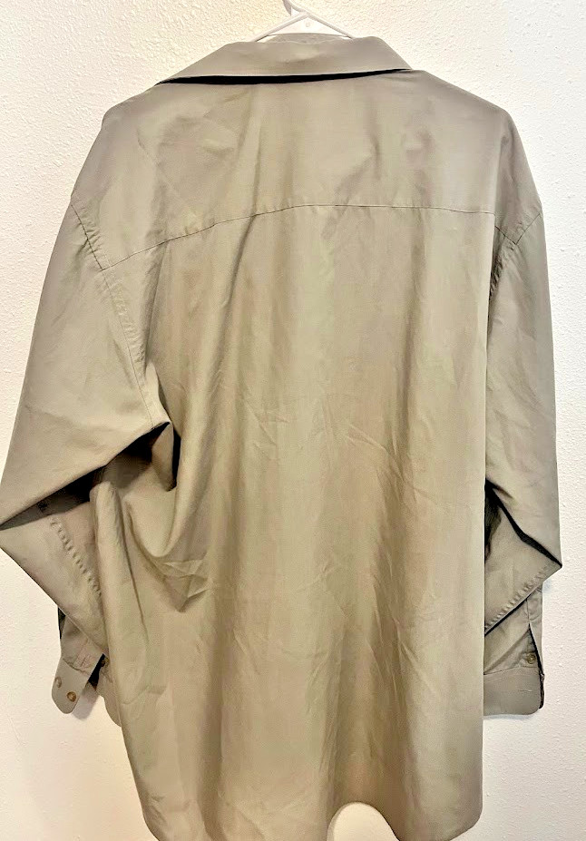Vintage Alberto Celini Shirt 18 36/37 2XL 3XL Light Olive Sage Gray Dress Button