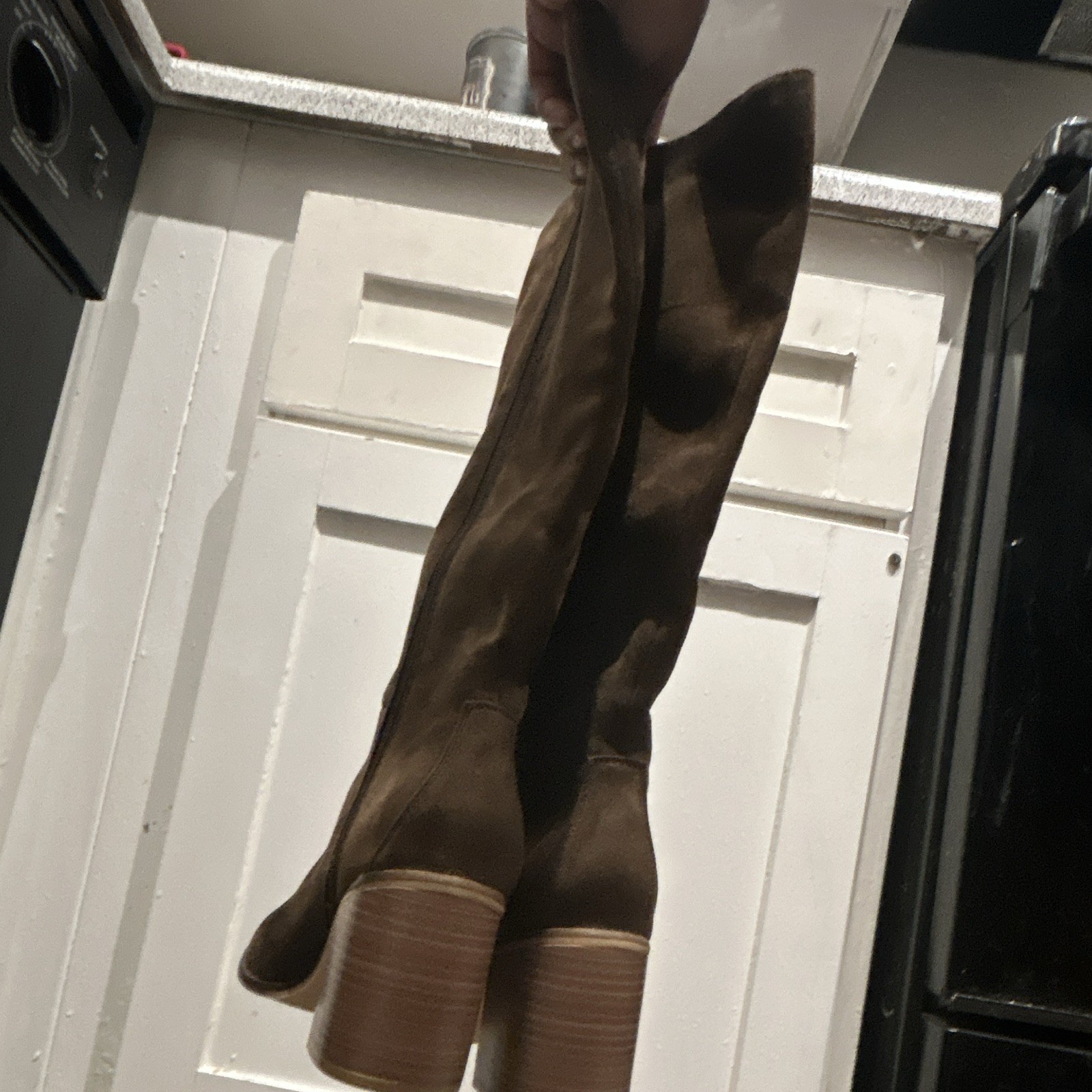 MIA Women’s Brown Suede Knee High Riding Boots Zip Round Toe Regular Calf 6.5