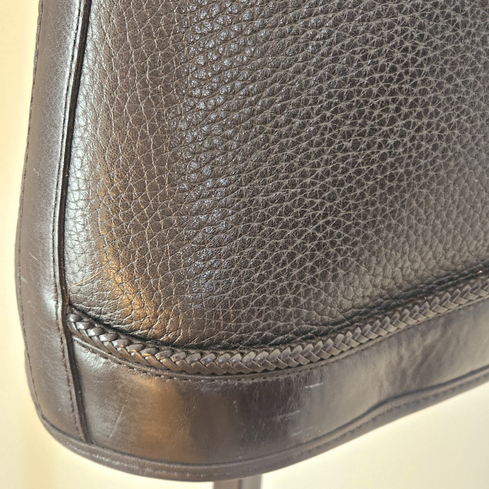 VTG Brighton Black Pebble Leather Braided Strap Silver Heart Purse Hobo HandBag