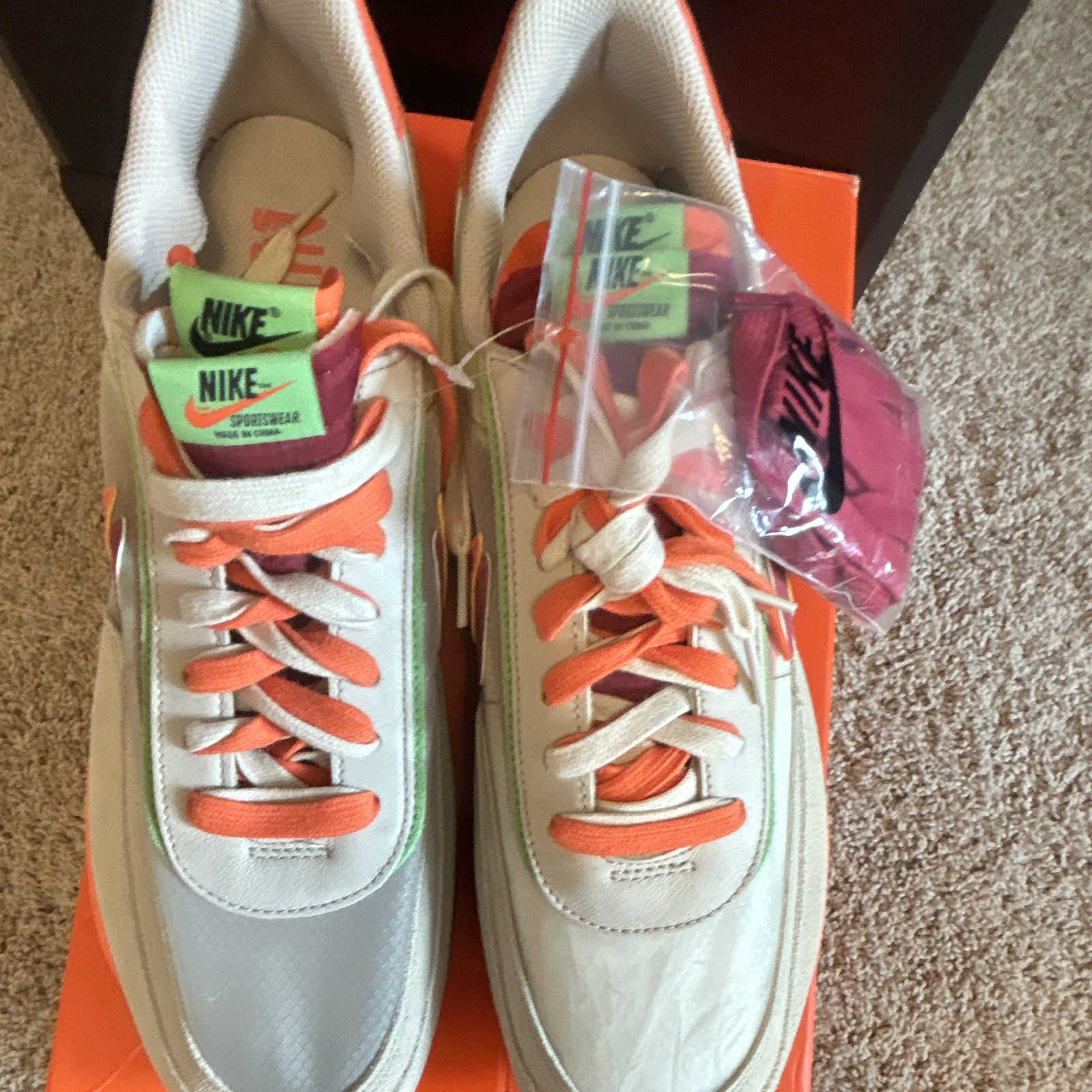 Nike LDWaffle Beige/Orange Low Top Lace-Up Athletic Sneaker DH1347-300