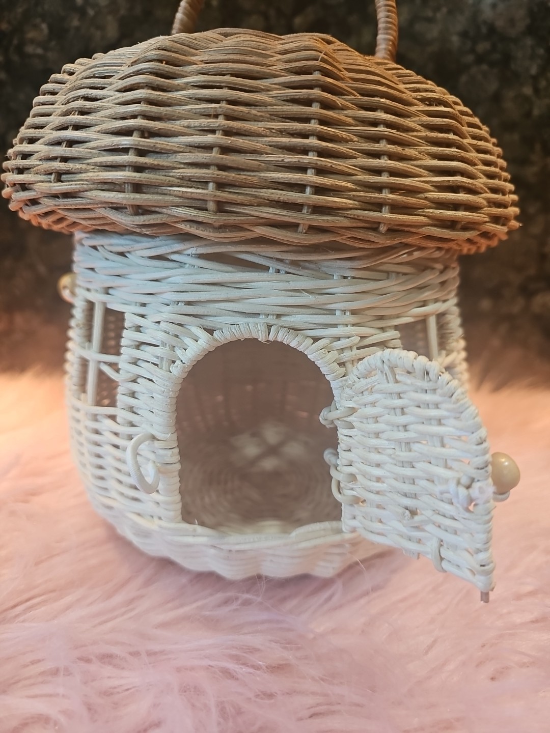 Rattan Mushroom Basket Bag Wicker Woven Women Handbags Beach Straw Bag Box