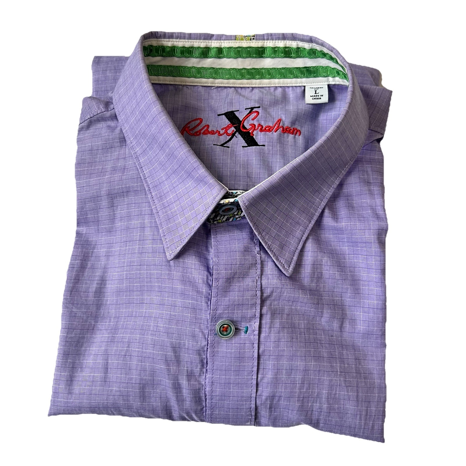 Robert Graham Long Sleeve Business Shirt Mens L Large