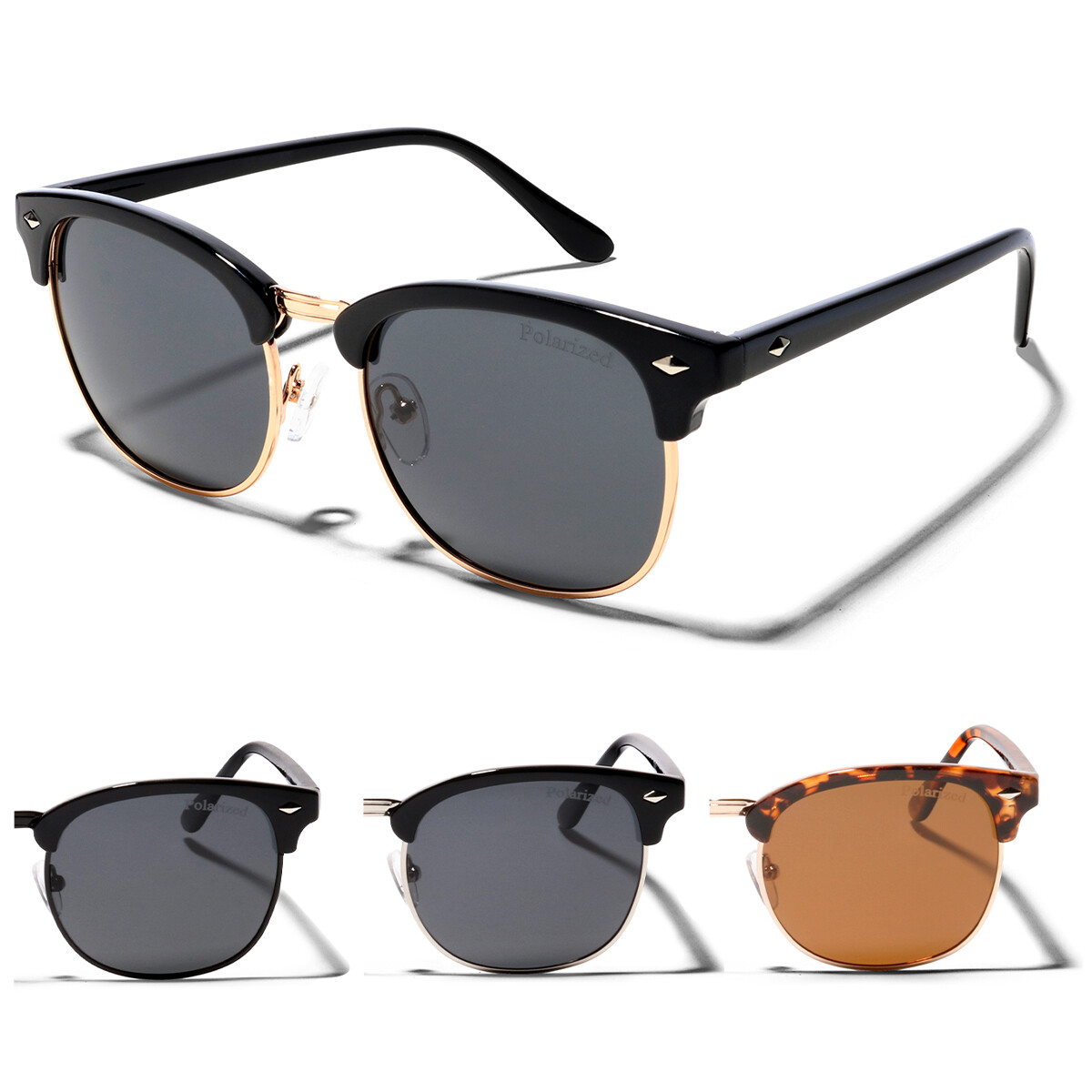 ShadyVEU 80’s Semi Rimless Half Rim Polarized Classic Club Sunglasses Master UV
