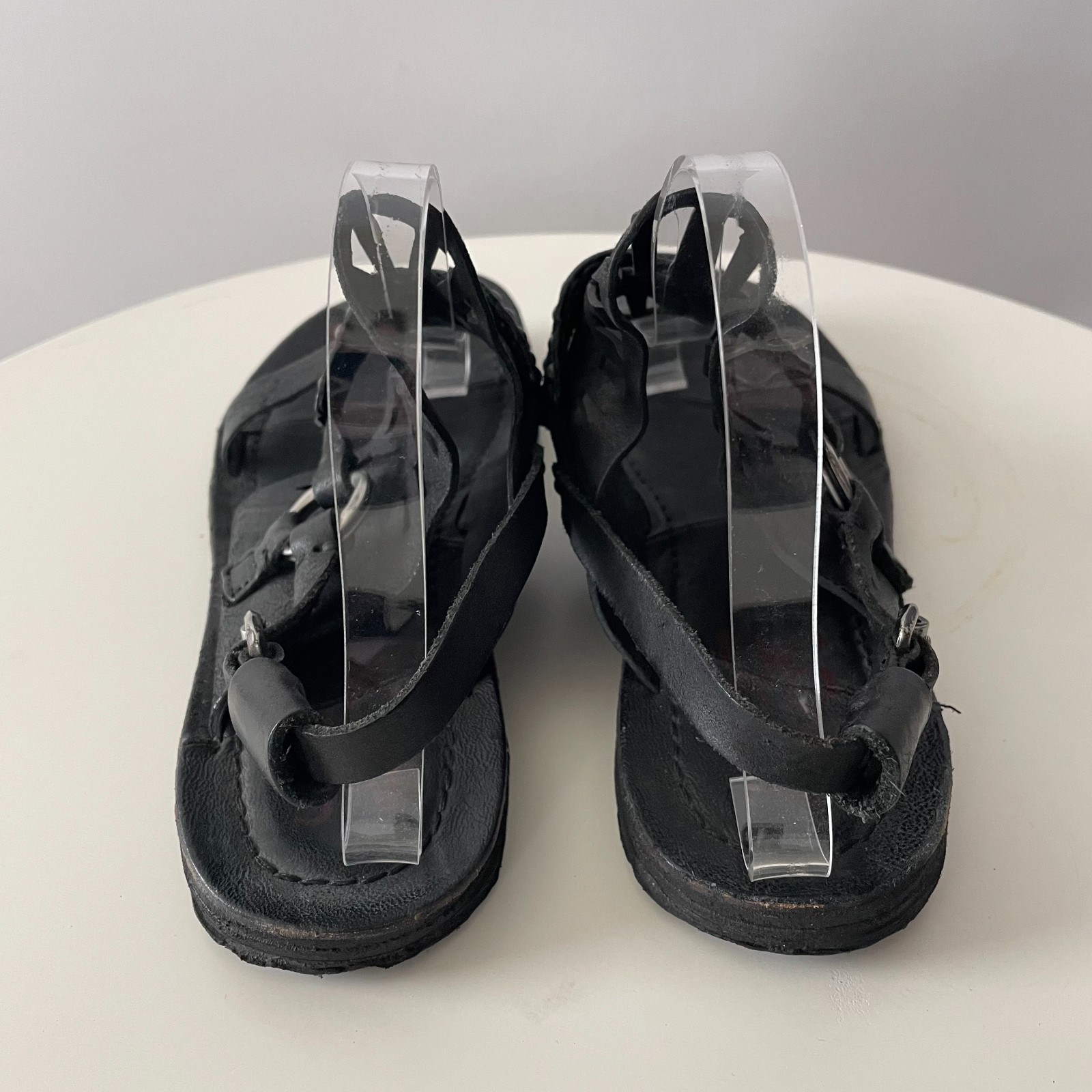 A.S.98 Black Leather Gladiator Sandals Studded Ankle Strap Women EU 40 US 9-9.5