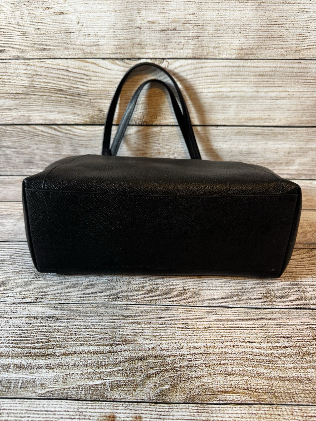 Coach Classic Ava Tote Bag Black Crossgrain Leather Zip Top Silver Hardware