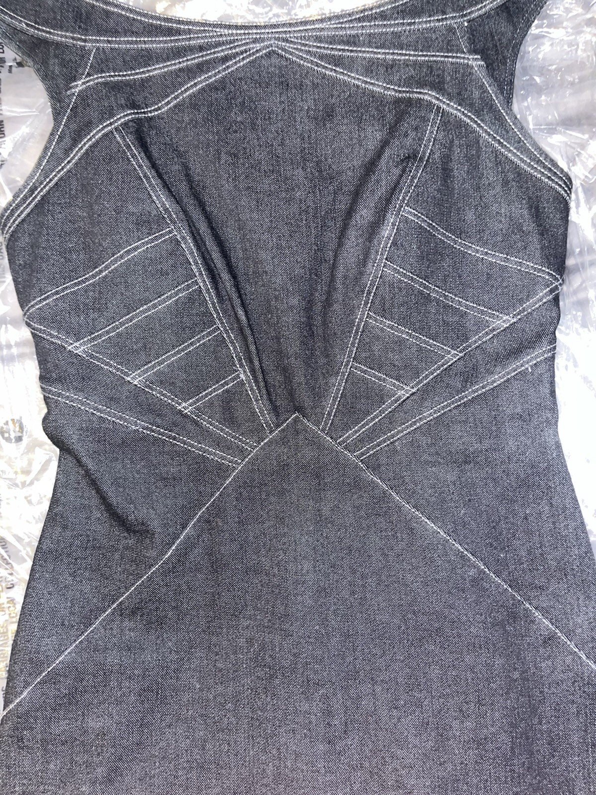 Zac Posen Luxury Structural Denim Sheath Dress Contrast Stitch Geometric Sz 6 S
