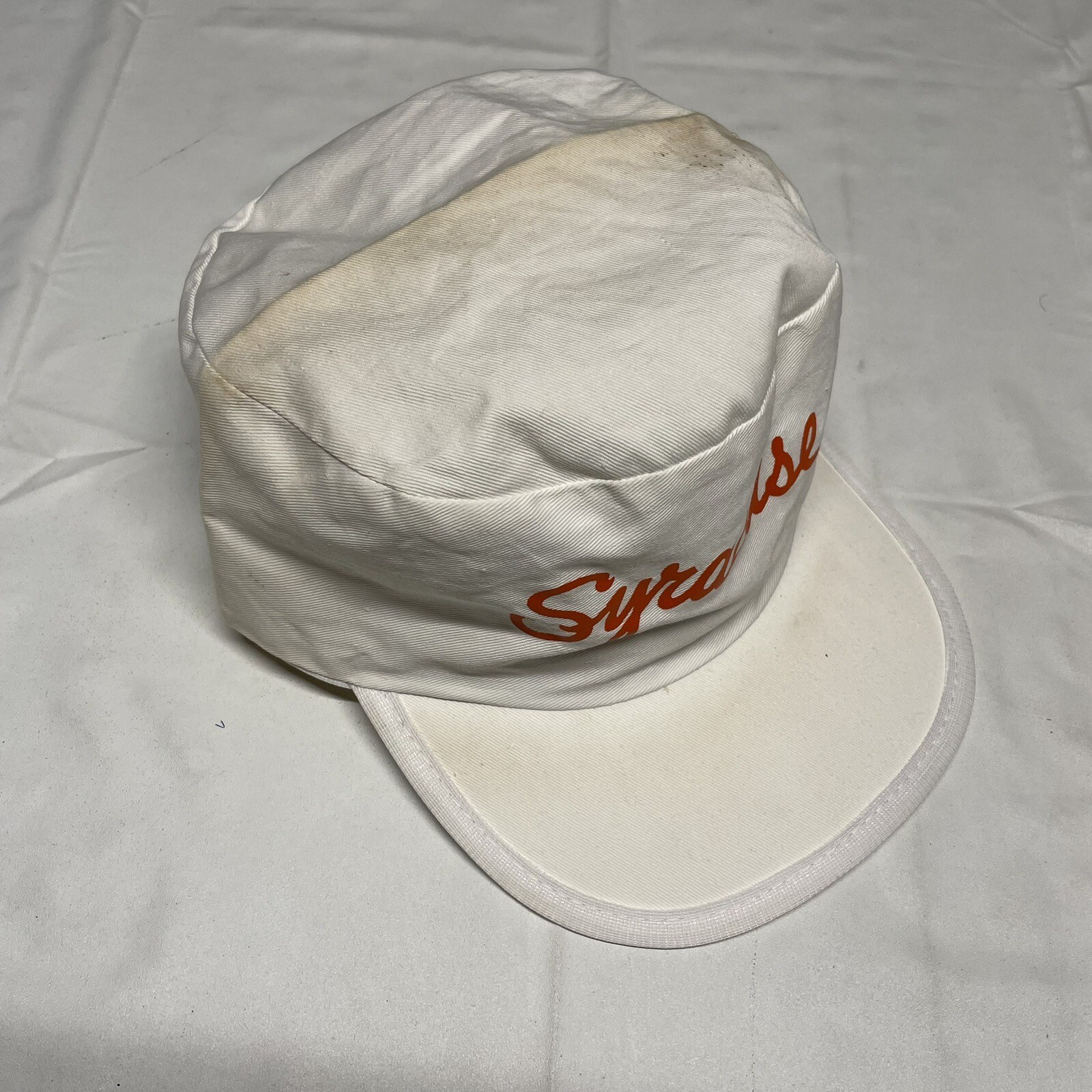 Vintage Syracuse University Snapback Hat Cap White Orange 80s College Sports 90s