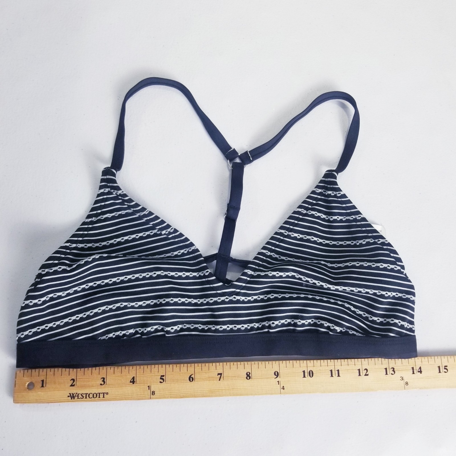 Jantzen Sport Bra Medium Black White Strappy Back Textured Activewear Yoga Gym
