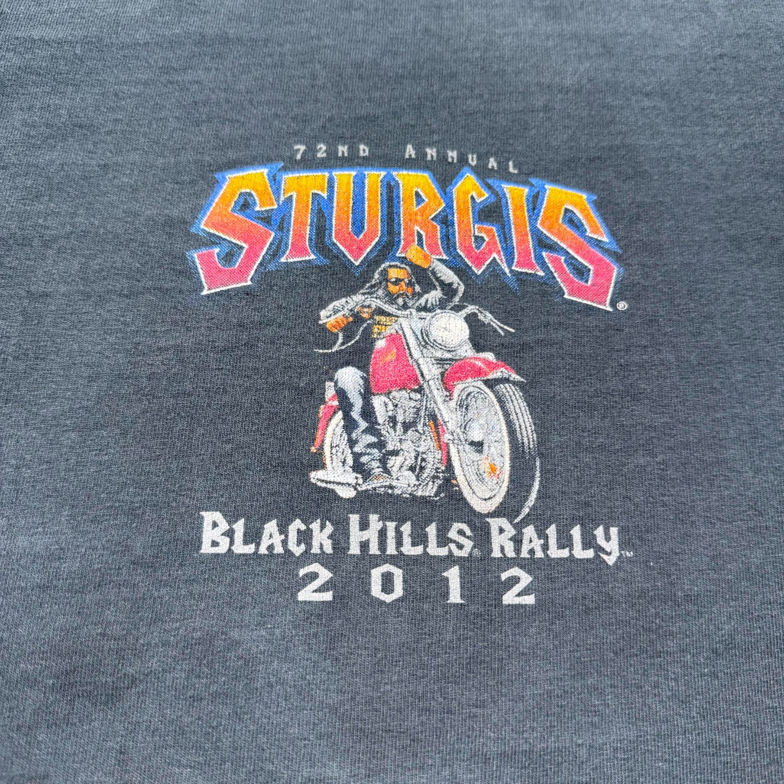 2012 Sturgis Black Hills Rally Thunder in the Hills Graphic Biker T-Shirt – 2XL