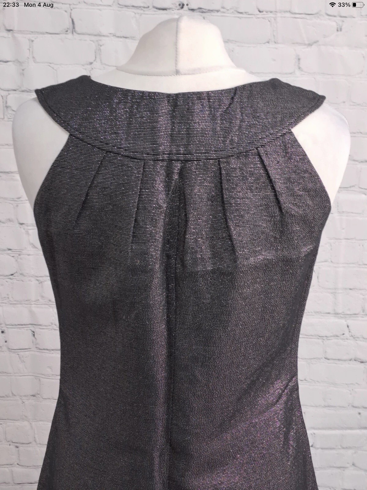 Warehouse Spotlight Dress Women’s Size 10 Black Silver Embroidered Lined