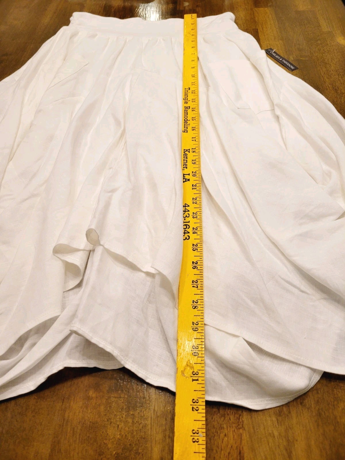 NEW Chelsea And Theodore White Linen Asymmetrical Bubble Skirt Size L Boho