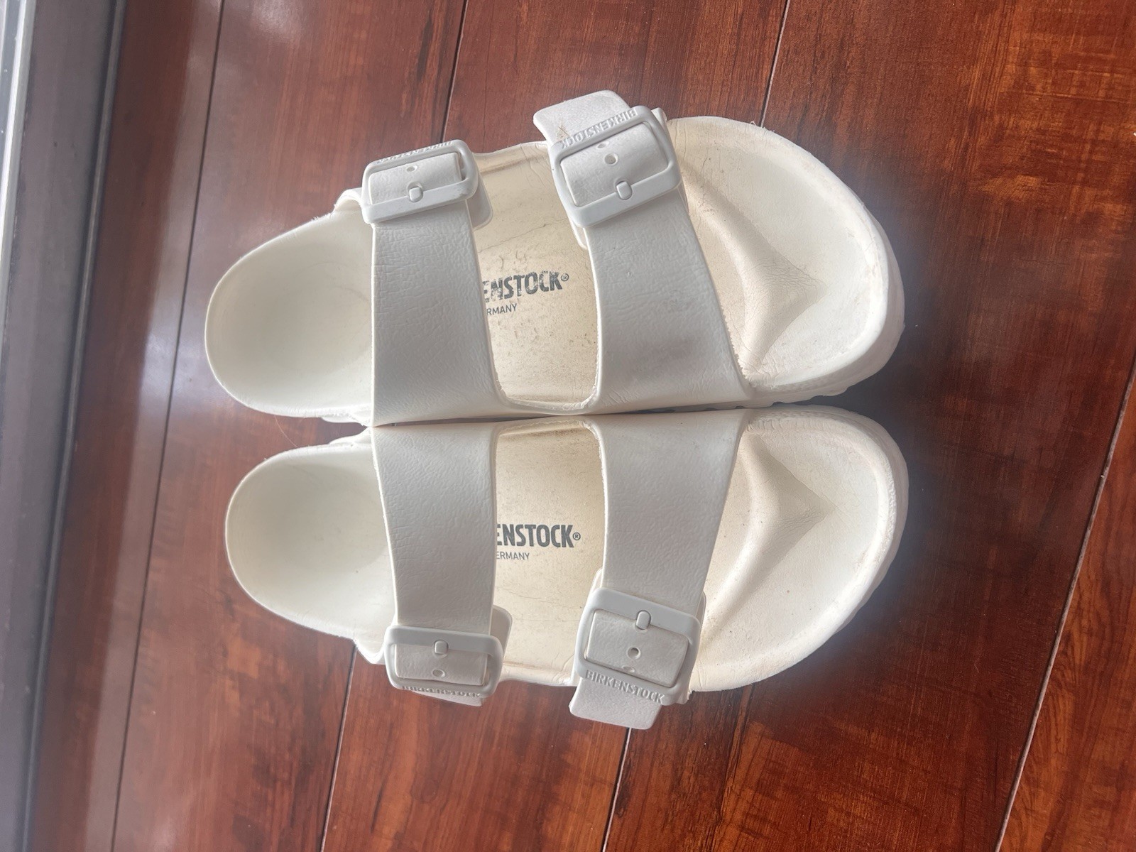 Birkenstock Eva Arizona Sandals Size 7 White Slides Buckle Comfort