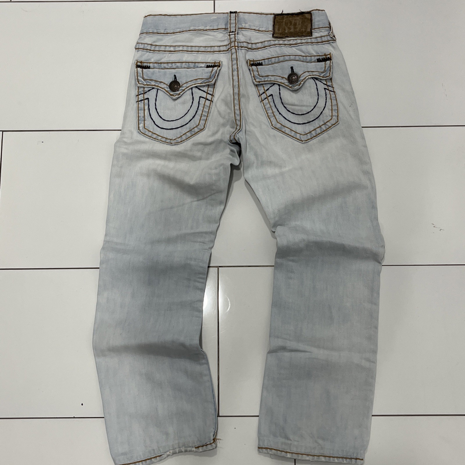 Vintage Y2K True Religion Ricky Super T Gold And Blue Stitch Light Blue 32×30
