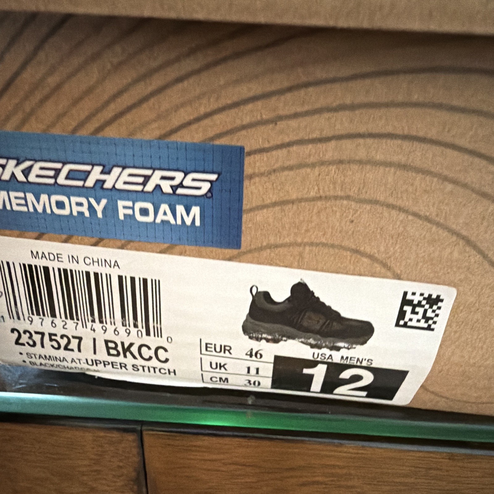 SKECHERS Stamina AT Upper Stitch Memory Foam Sneaker Black/Gray/Orange 237527