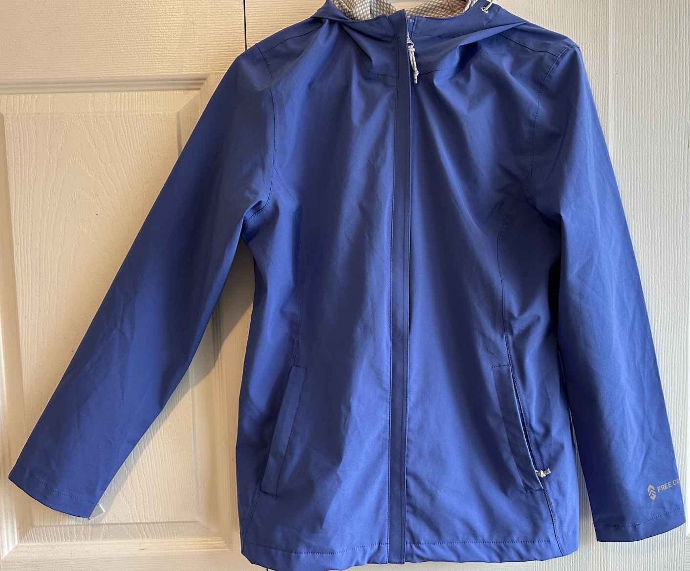 Free Country Blue/Purple Softshell waterproof hooded Rain Jacket Womens Sz S