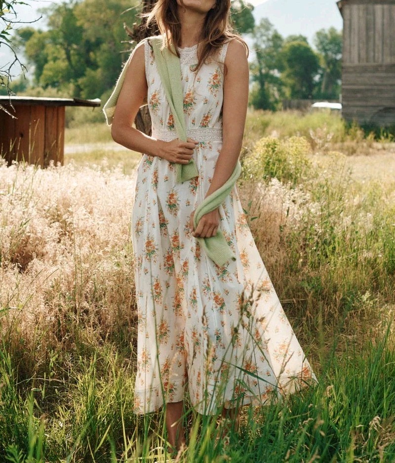 NEW DOEN Liliane Dress Bright Orange Floral Size M $350