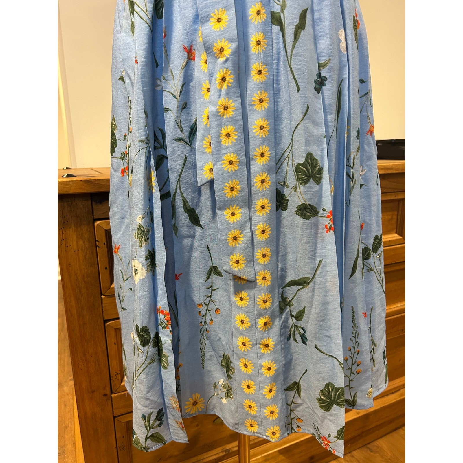 GAL MEETS GLAM Womens Blue Poplin Floral Midi Cottagecore Measures a Medium