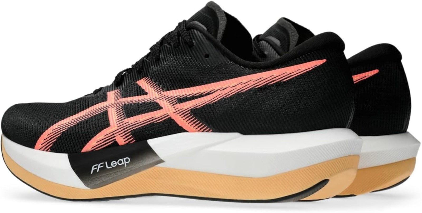ASICS Unisex Magic Speed 5 Running Shoes – Black/Sun Coral – 11 Women/9.5 Men