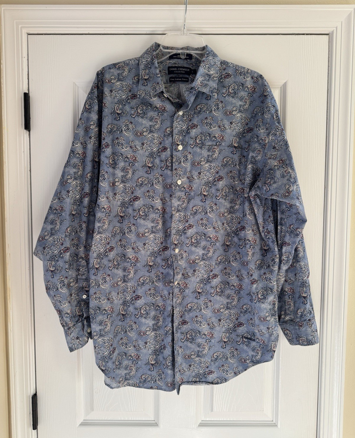 Daniel Cremieux Collection L Blue Paisley 100% Cotton Dress Shirt