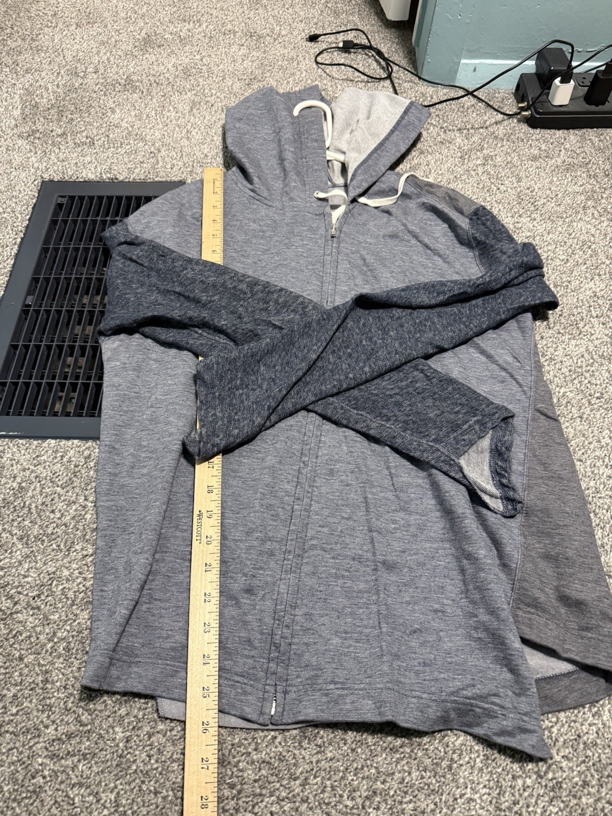 Comme des Garcons Homme Plus Zip Up Hoodie Blue Gray Cotton Wool Raglan M 2015