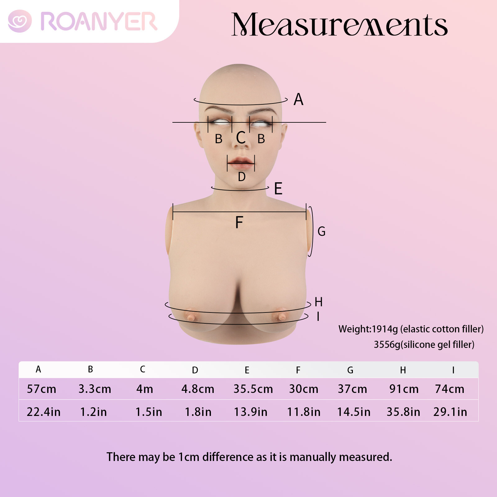 Roanyer Silicone May Mask with Breast Form Female Fake Face Crossdresser