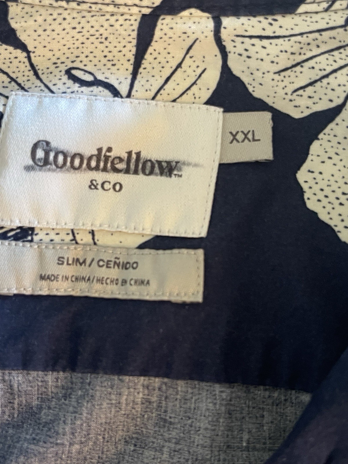 Goodfellow & Co Men’s 2XL Slim Blue/White Floral Short Sleeve Shirt