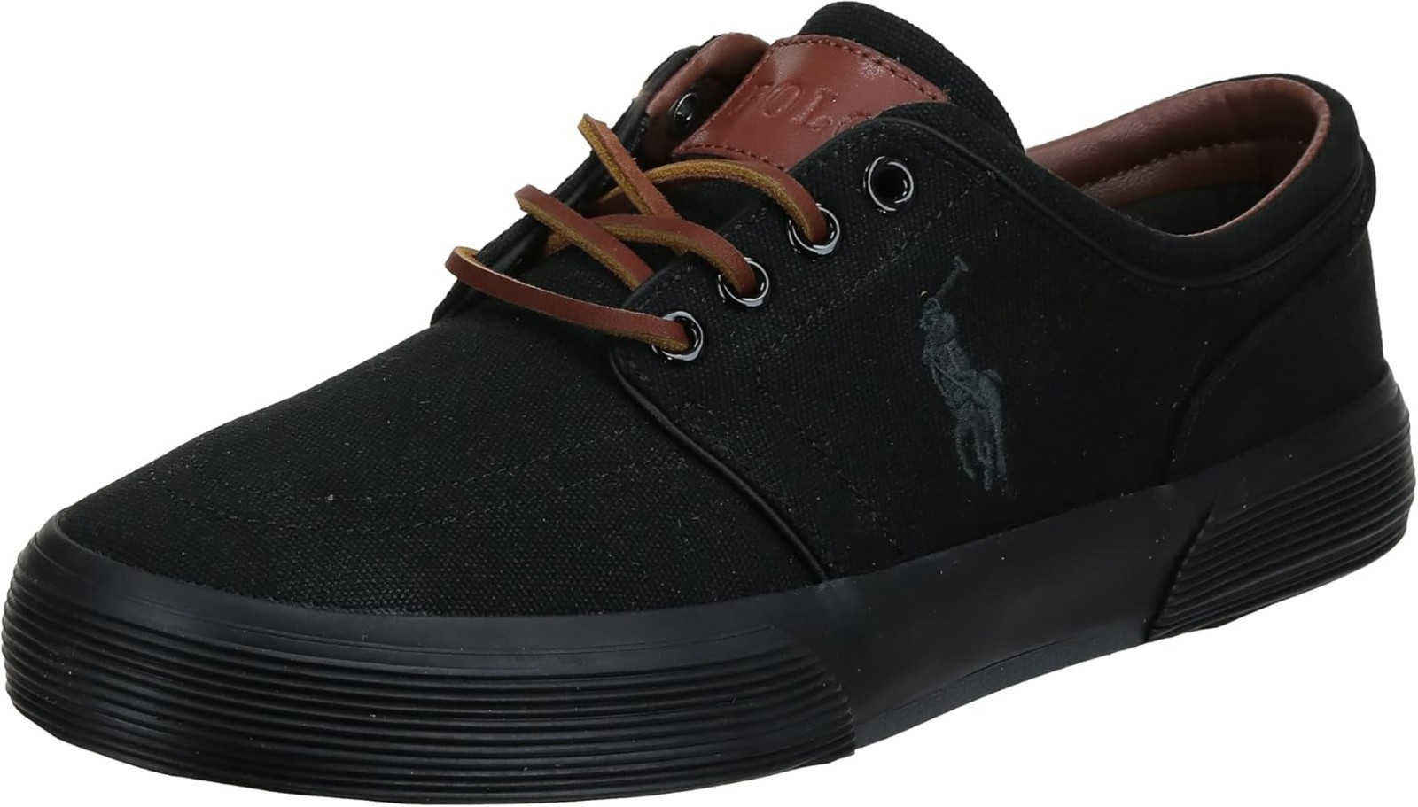 Ralph Lauren Faxon Low Sneaker Black/Black Canvas SZ 7D