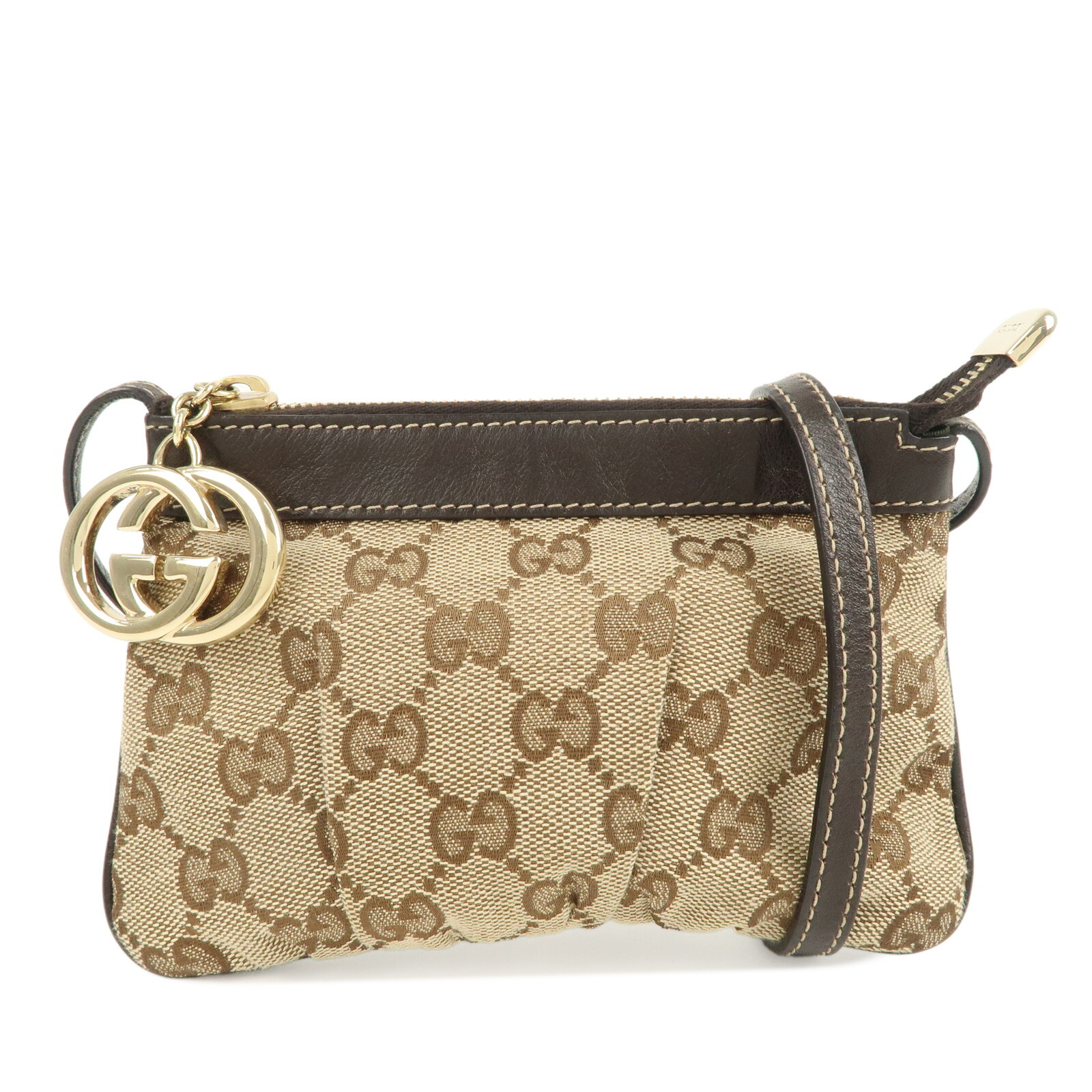 GUCCI Interlocking G GG Shoulder Bag Canvas Leather 212216 Auth Used
