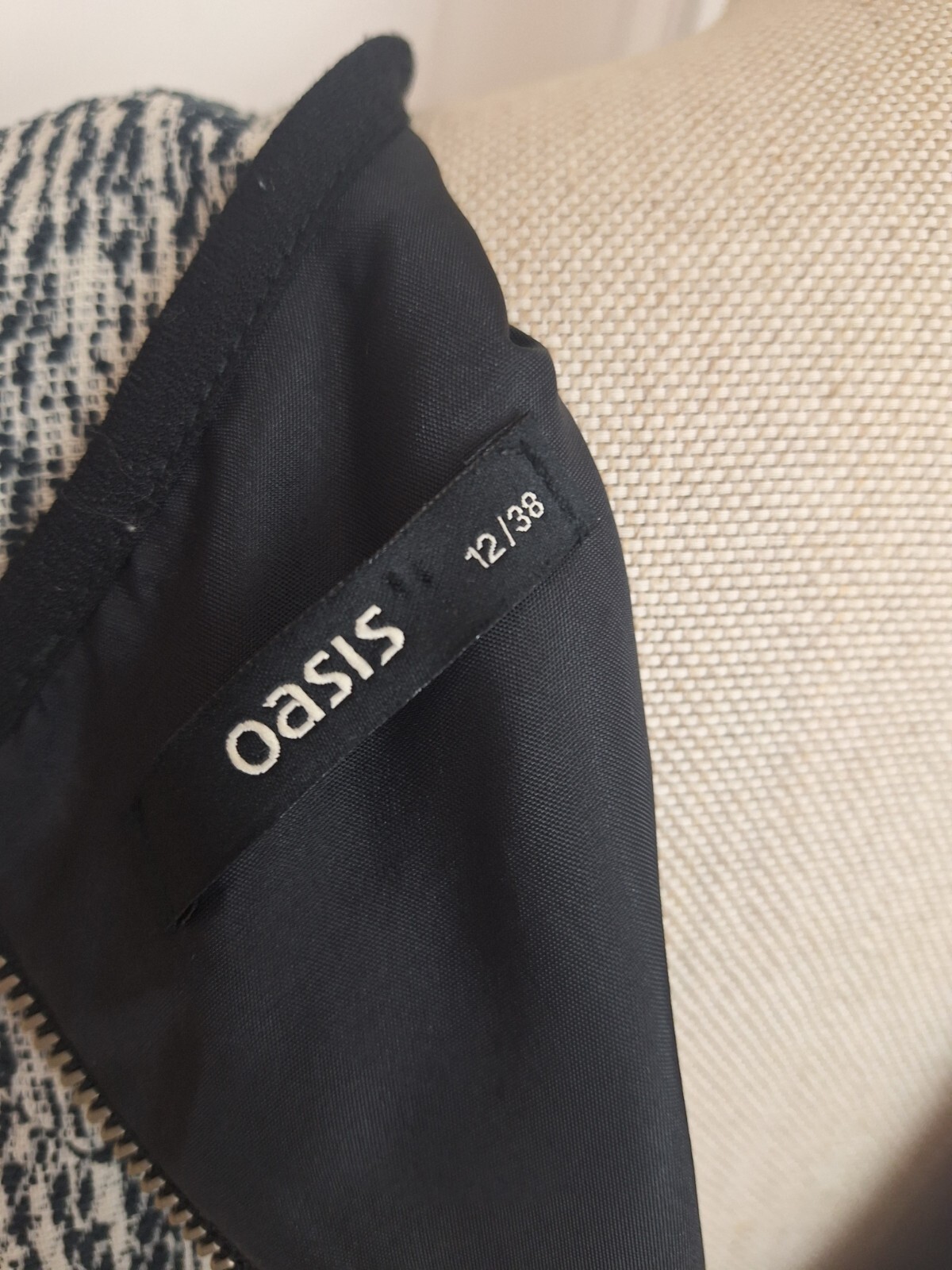 OASIS Dark Blue & White Retro Style Layered Winter Dress Size 12