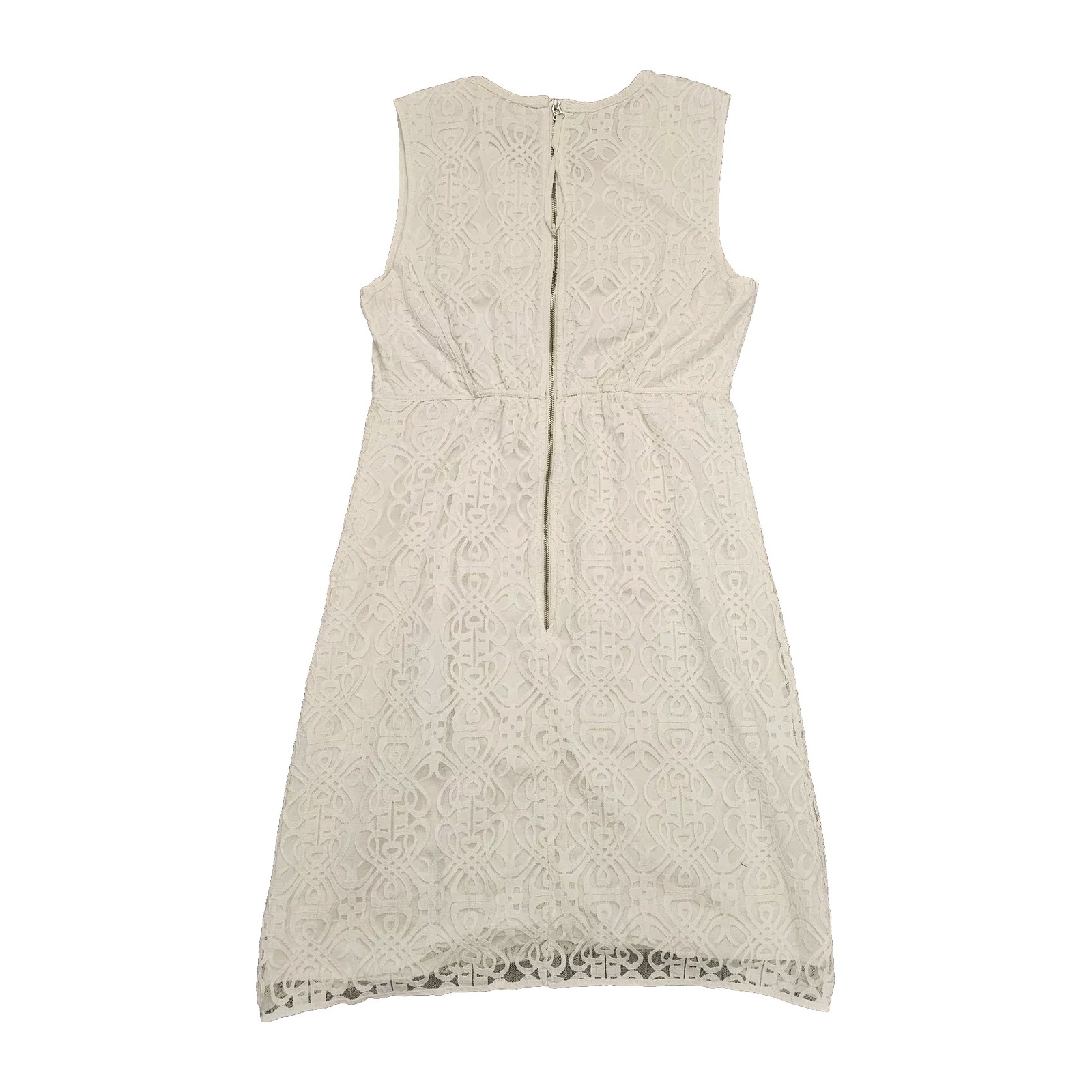 M.S.S.P Max Studio Sleeveless Short Zip-Up Sheath Dress White Crochet Lace L