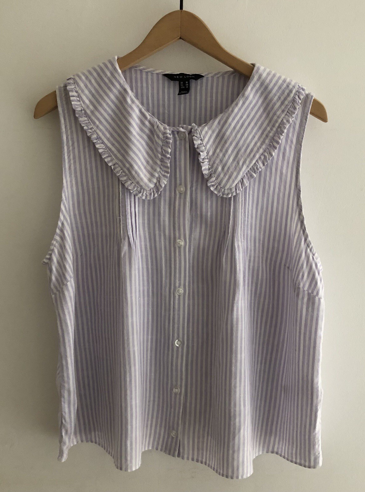 Vintage Style Lilac White Pinstripe Cottagecore Prairie Blouse Top • 18