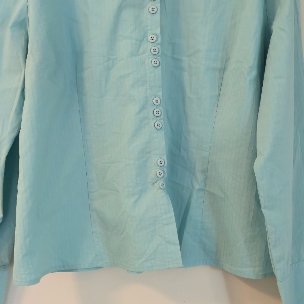Ricki’s Blue Button Front Textured Blouse XXL Business Casual Office Chic