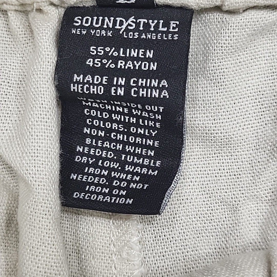 Sound Style Womens Dressy Button Zip Fly Linen Pants w Pockets Large Size Tan