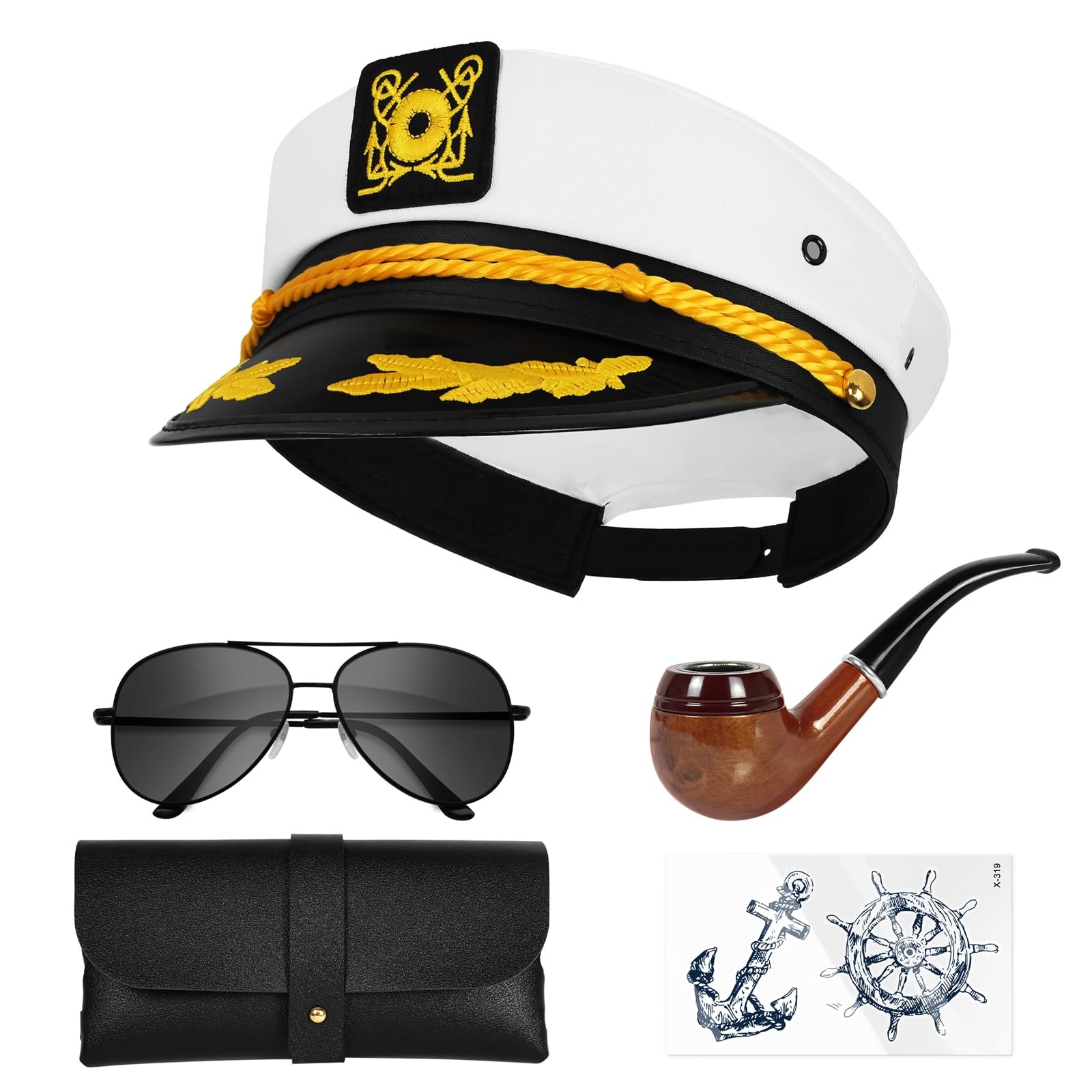 dodowin Sailor Captain Hats for Women Men, Adjustable Boat free size, White