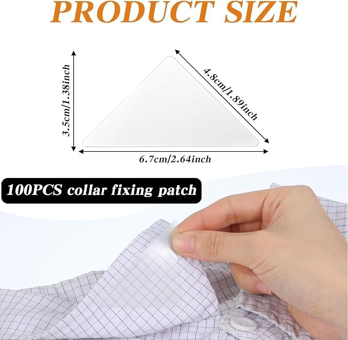 100pcs Collar Stays for Shirts Men Women Triangle Adhesive Polo Collar Support