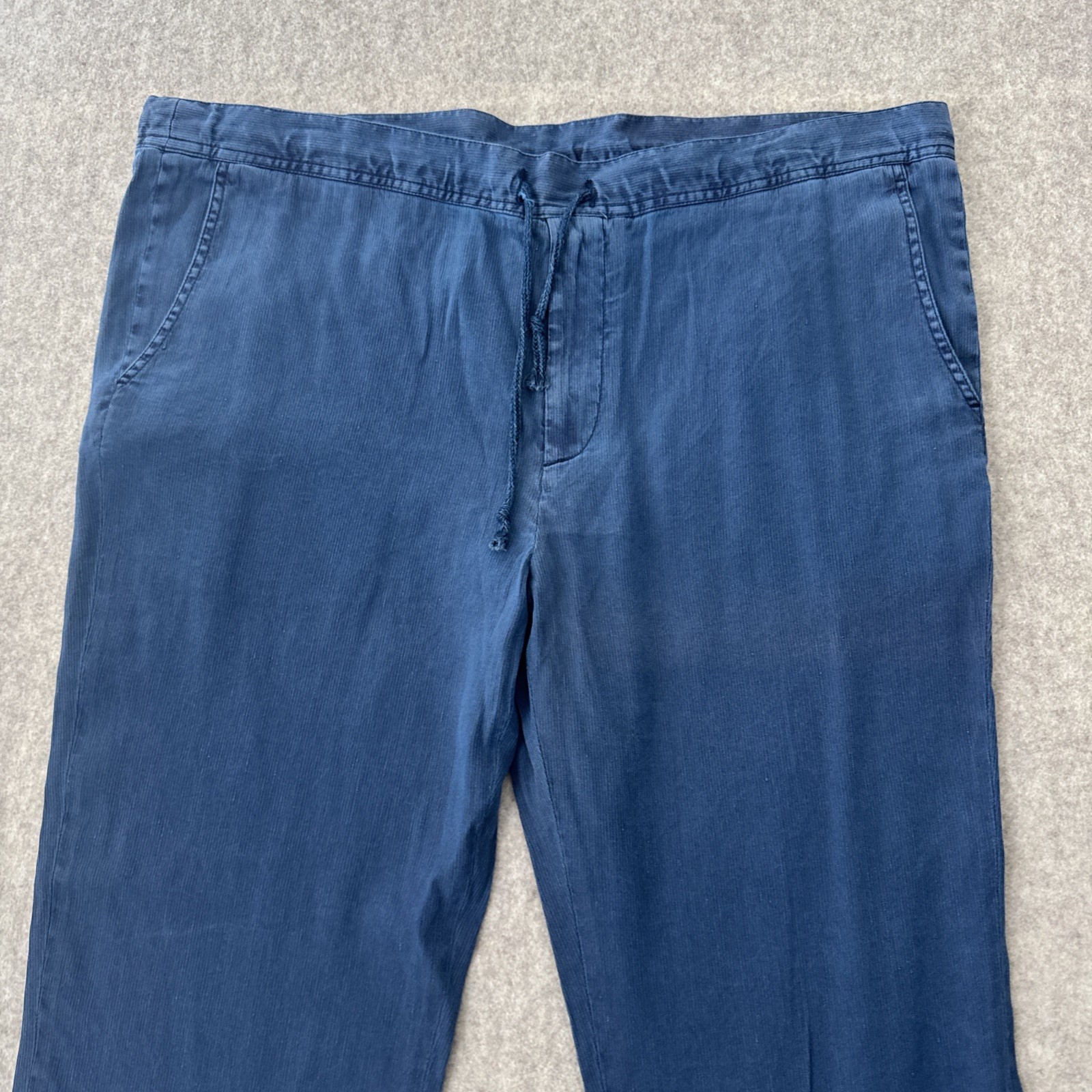 Haspel Corded Linen Blend Drawstring Trouser Blue Slim Fit Mens 36 New