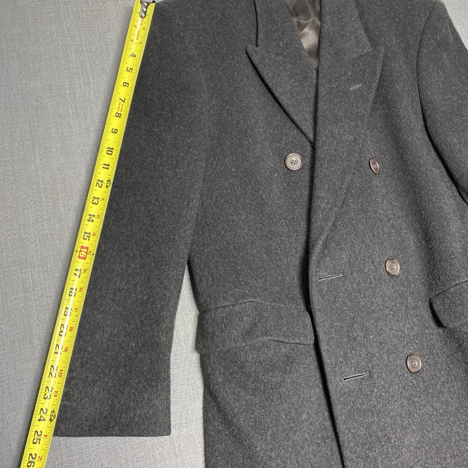 EVAN PICONE Double Breasted Full Length WOOL Blend Men’s Coat w/ SATIN Liner