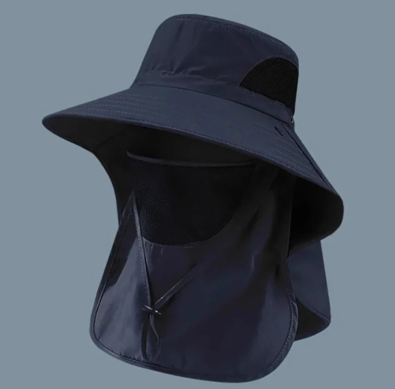 1pc UV Protection Bucket Hat Neck Flap Fishing Hiking Sun Cap Unisex – NEW