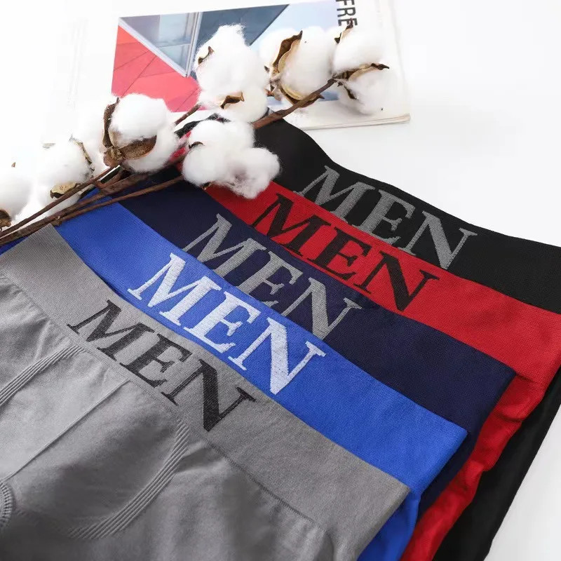 5 PCs Men’s High Elastic Plain Color Comfortable Boxer Briefs Panties Breathable