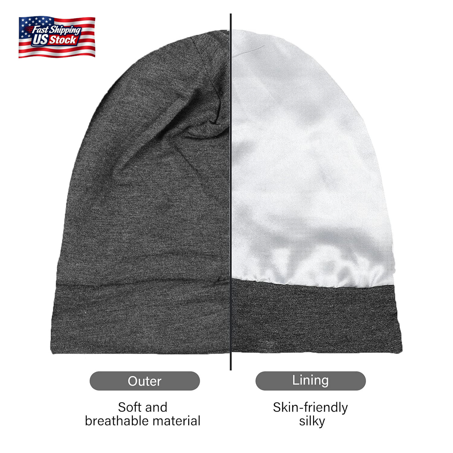 Geyoga 2 Pcs Silk Satin Bonnet for Sleeping Men Silk Satin Beanie with Adjustabl