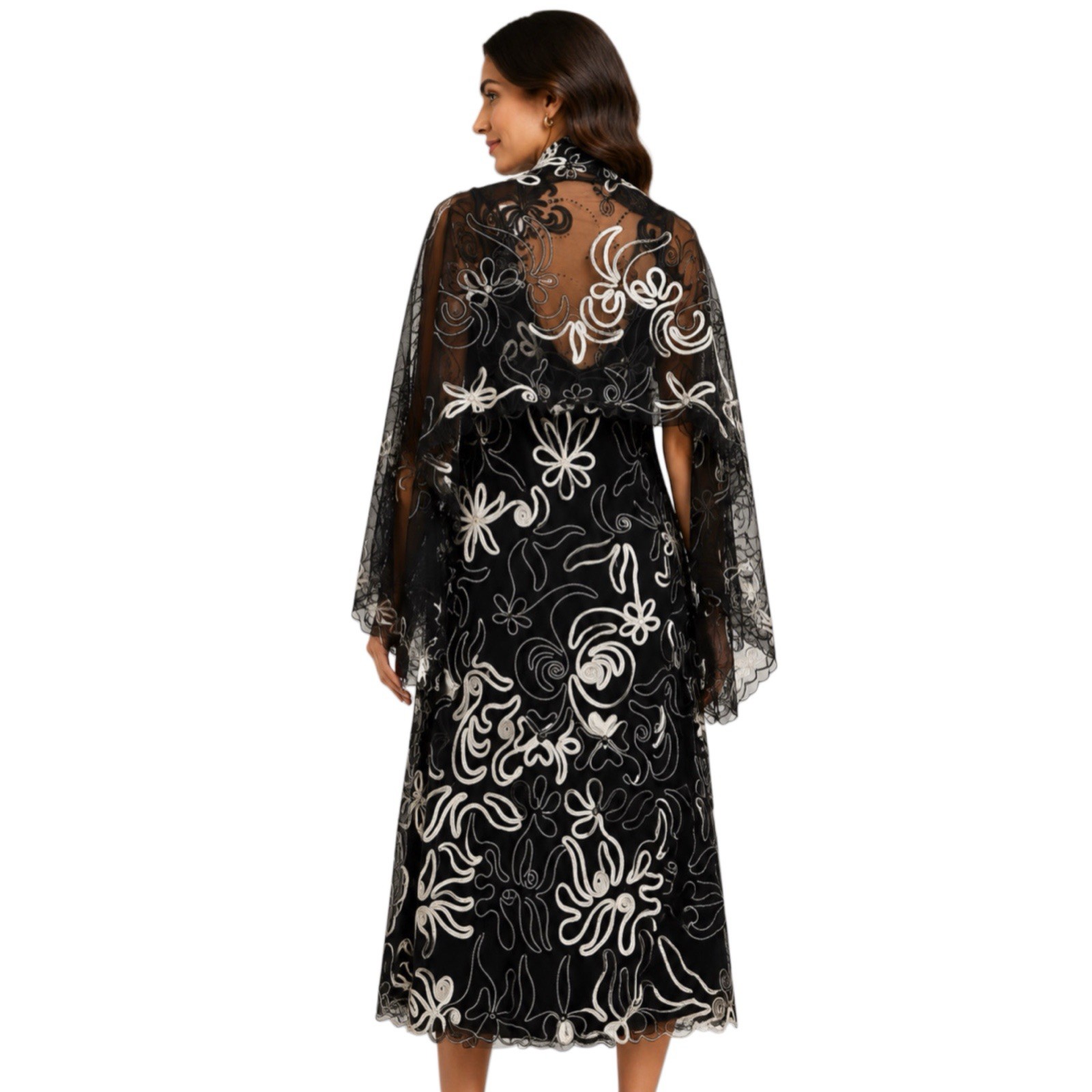 Phase Eight Dress & Shawl Set Uk 14 Applique Detail Wedding Cruise Races