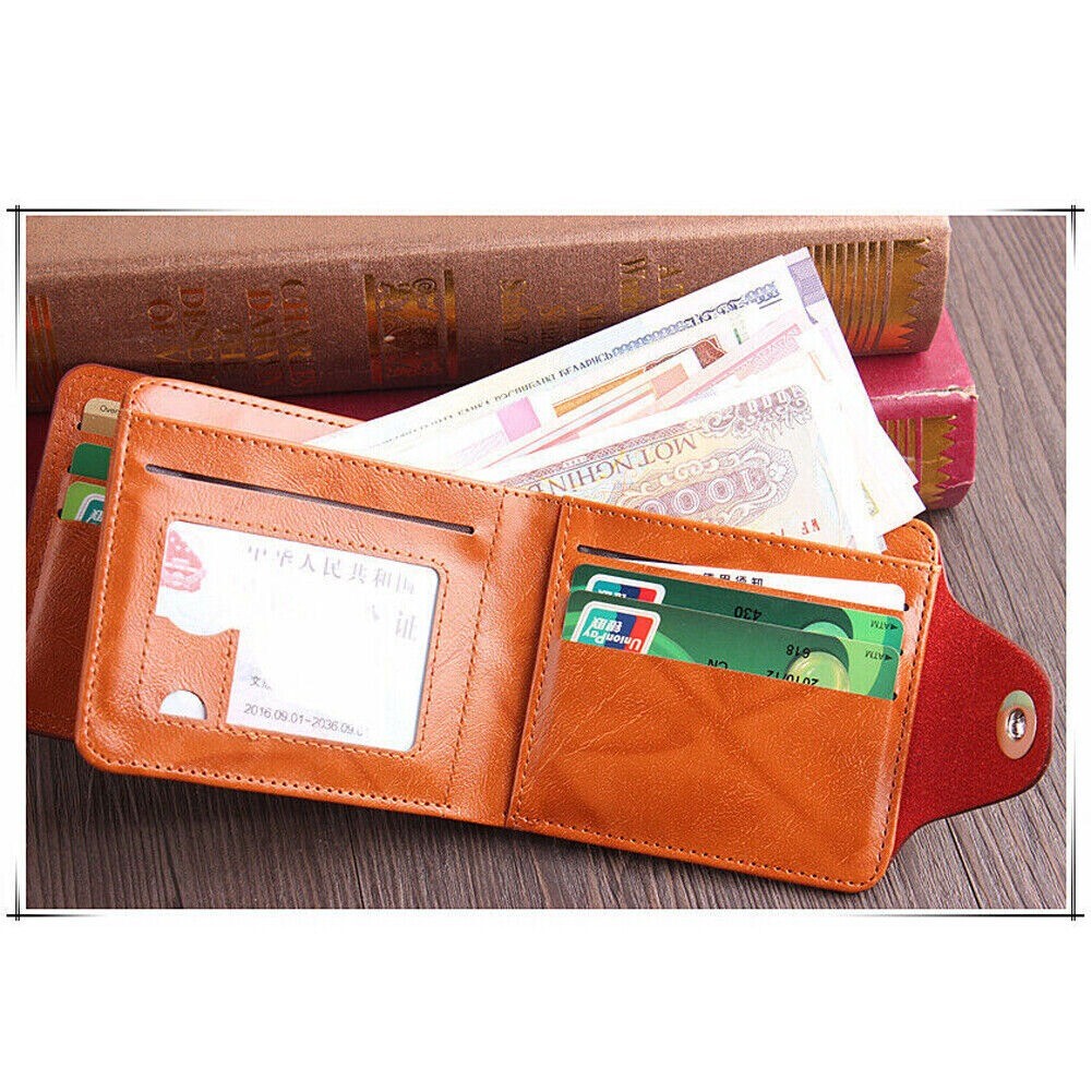 Men’s Leather Bifold Wallet ID Credit Card Holder Money Coin Purse With Hasp US