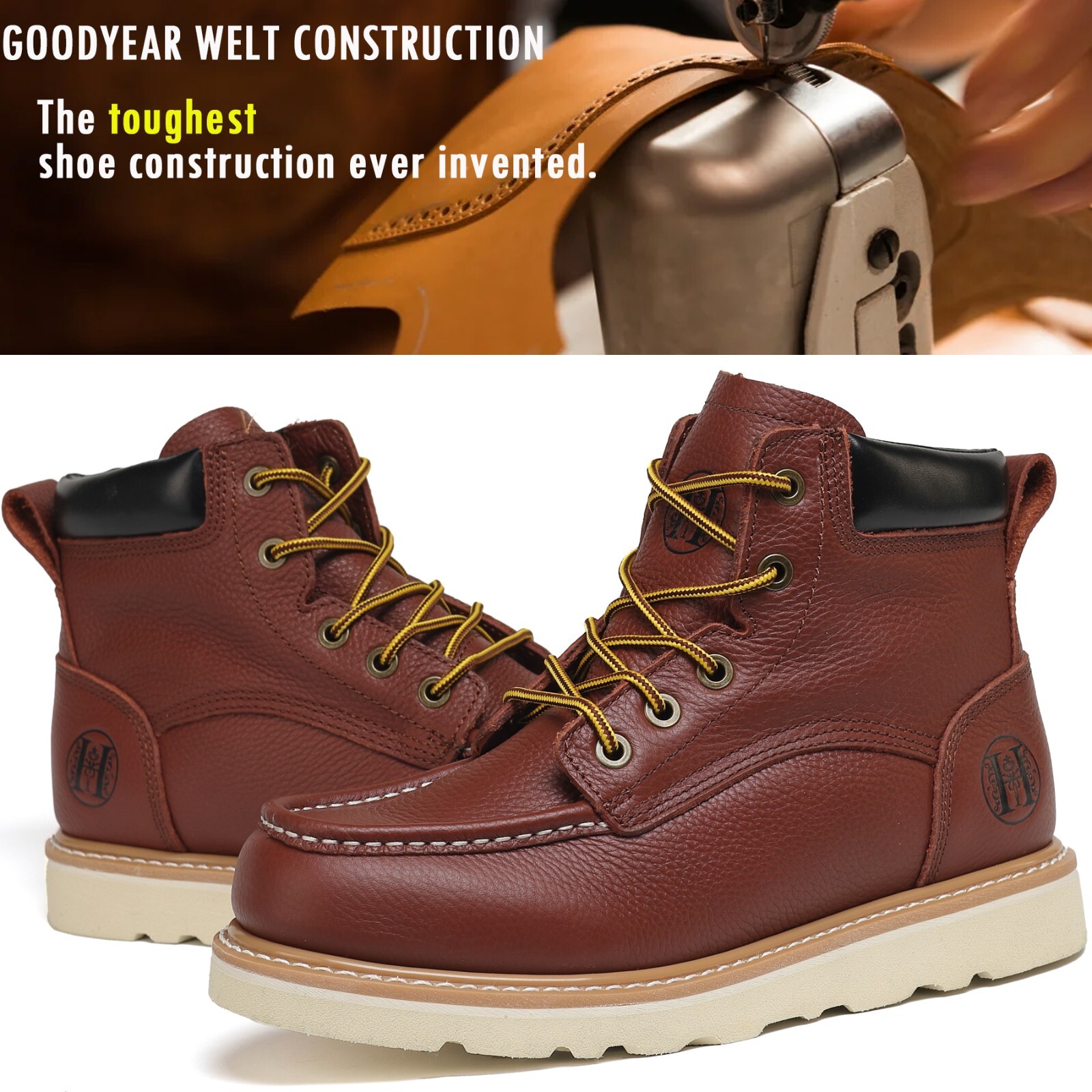 Men’s 6″ Soft Toe Water Resistant for Construction Durable Rubber EVA Outsole