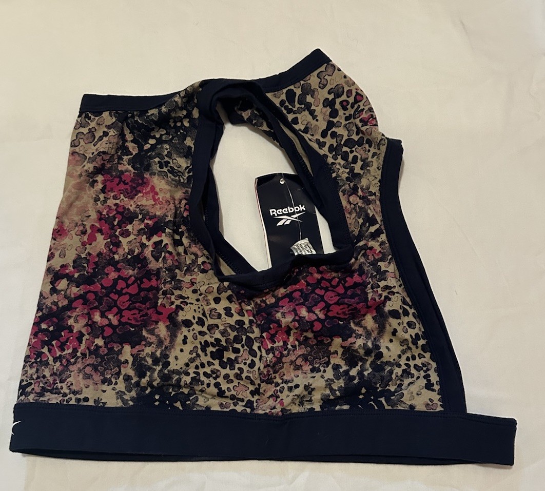 Reebok Sports Bra Womens Size XL Active Workout Mod Safari Keyhole Cotton NWT