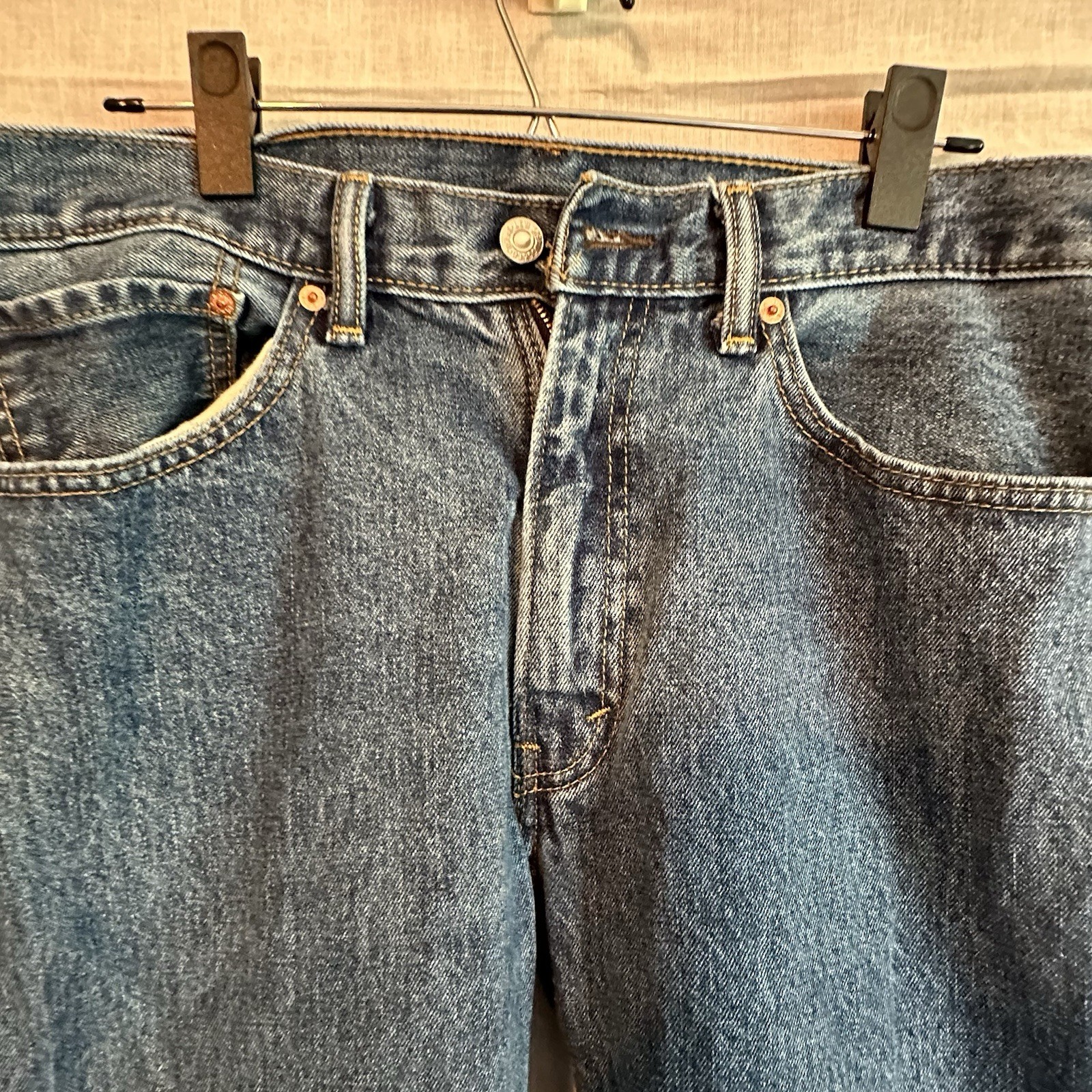 Levi’s 505 Regular Fit Jeans Men’s 36×34 Blue Denim Straight Leg Red Tab