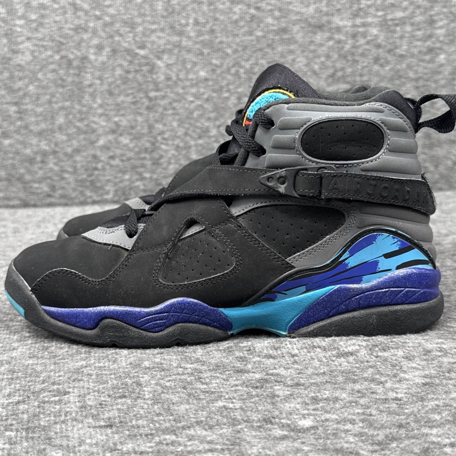 Air Jordan 8 Retro Aqua 2015 Youth Size 7Y Black Purple Teal Clean Used