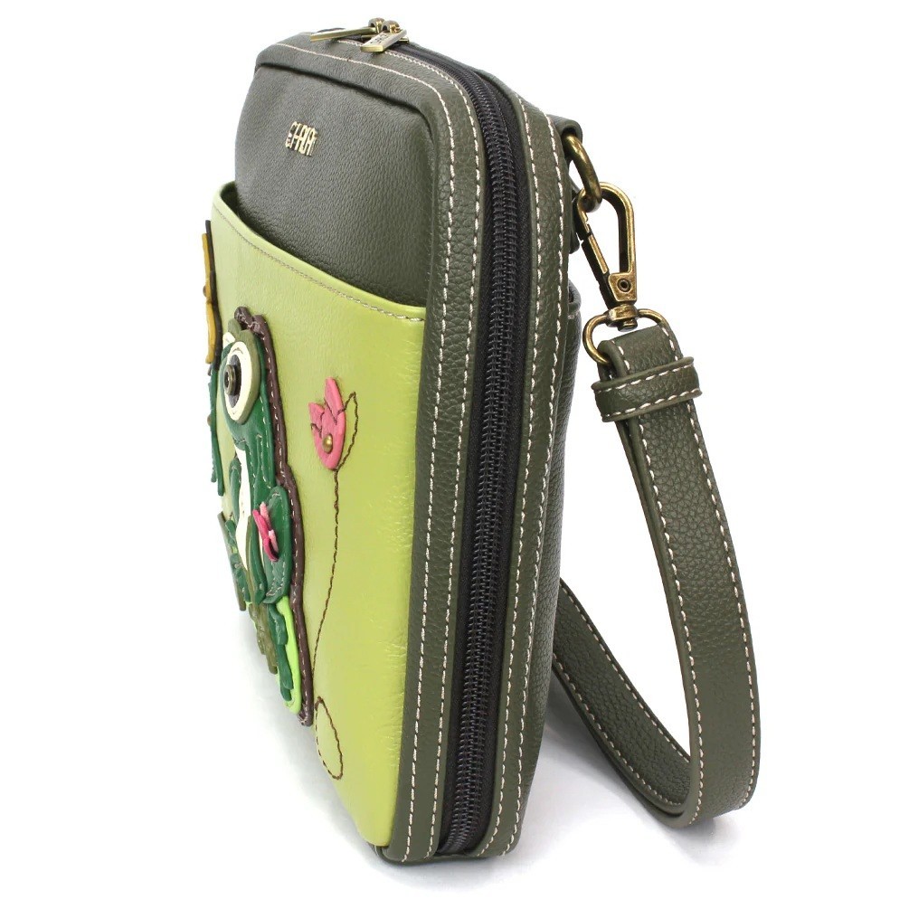 Chala LILY FROG Companion Organizer Faux Leather Crossbody Bag Green NWT