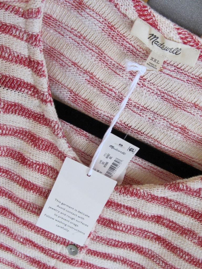 NEW MADEWELL WOMENS RED/CREAM STRIPE Sleeveless Sweater VEST TOP SHIRT SZ XXL