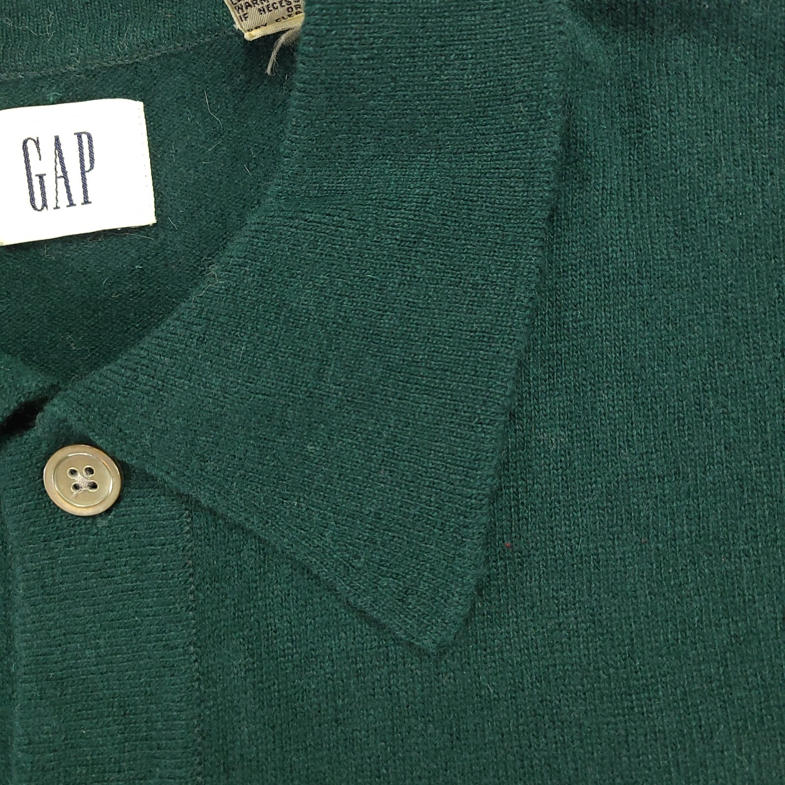 Gap Mens Vintage Sweater XL 100% Lambs Wool Button Cardigan Polo Collar Clean!