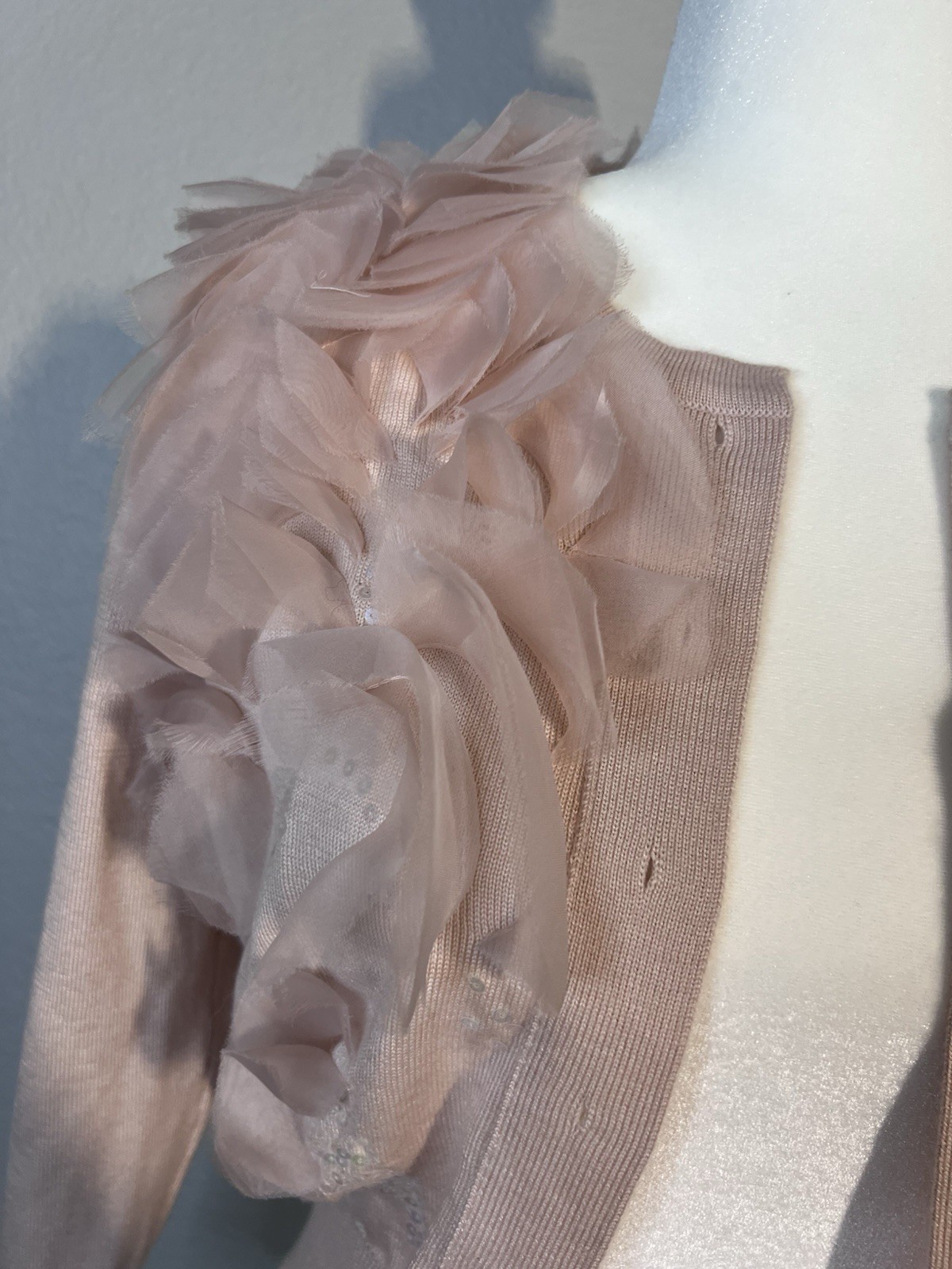Oscar de la Renta Soft Pink Cardigan Size M Coquette Fairycore Romantic